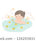 A middle-aged woman relaxing in a yuzu bath 126203831