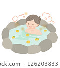 A middle-aged woman relaxing in a yuzu bath 126203833