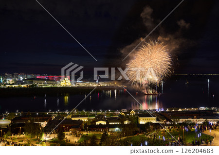 Colorful Fireworks Over Strelka - Alexander Nevsky Cathedral. 9 May Colorful Fireworks Over Strelka - Alexander Nevsky Cathedral. 9 May 126204683