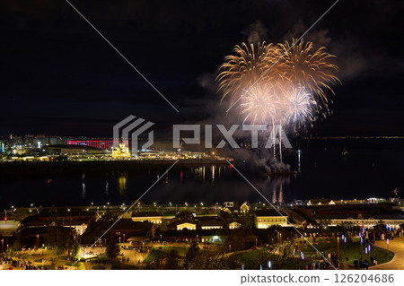 Colorful Fireworks Over Strelka - Alexander Nevsky Cathedral. 9 May Colorful Fireworks Over Strelka - Alexander Nevsky Cathedral. 9 May 126204686
