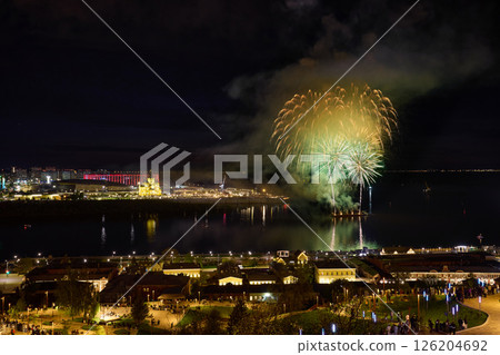 Colorful Fireworks Over Strelka - Alexander Nevsky Cathedral. 9 May Colorful Fireworks Over Strelka - Alexander Nevsky Cathedral. 9 May 126204692