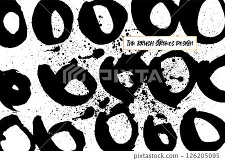 Ink brush strokes background. Grunge Brush strokes Background. Grunge texture Background. Abstract Black and white grunge texture. Vector brush stroke texture. Black ink, paint splatter. 126205095