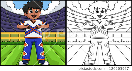 Male Cheerleader Broken T Position Illustration Male Cheerleader Broken T Position Illustration 126205927
