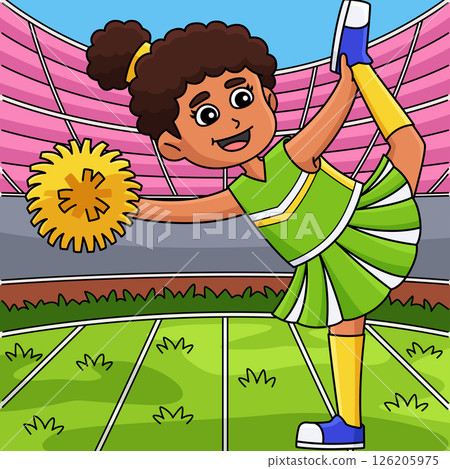 Female Cheerleader Scale Colored Cartoon  126205975