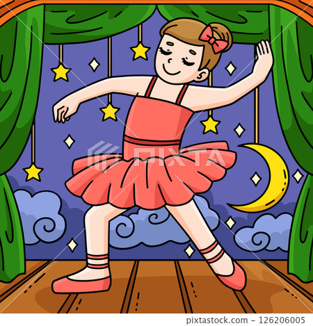 Ballerina doing an Entree Colored Cartoon Ballerina doing an Entree Colored Cartoon 126206005