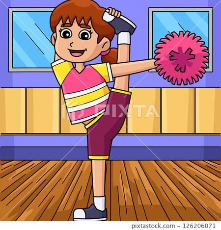 Female Cheerleader Bow and Arrow Colored Cartoon  126206071