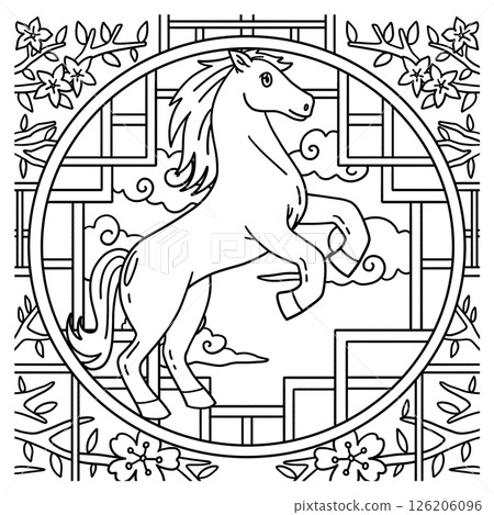 Year of the Horse 2026 Circular Window Coloring Year of the Horse 2026 Circular Window Coloring 126206096