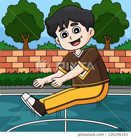 Male Cheerleader Pike Jump Colored Cartoon 126206103