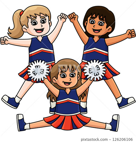Female Cheerleader Squad Cartoon Colored Clipart Female Cheerleader Squad Cartoon Colored Clipart 126206106