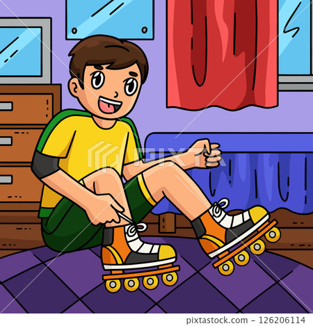 Inline Skater Wearing Skating Shoes Colored  126206114