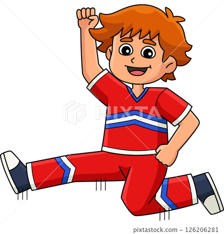 Male Cheerleader Herkie Jump Cartoon Clipart Male Cheerleader Herkie Jump Cartoon Clipart 126206281