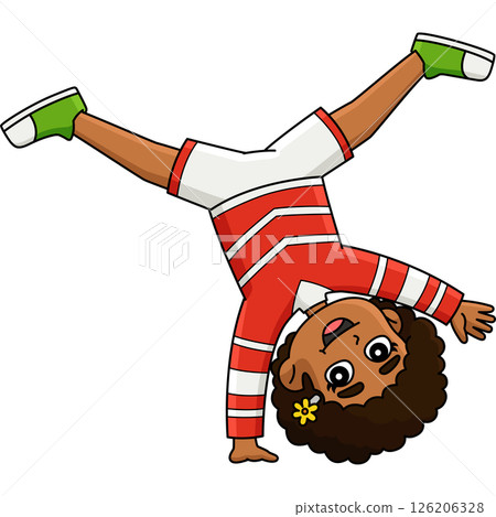 Female Cheerleader doing Cartwheel Cartoon Clipart Female Cheerleader doing Cartwheel Cartoon Clipart 126206328