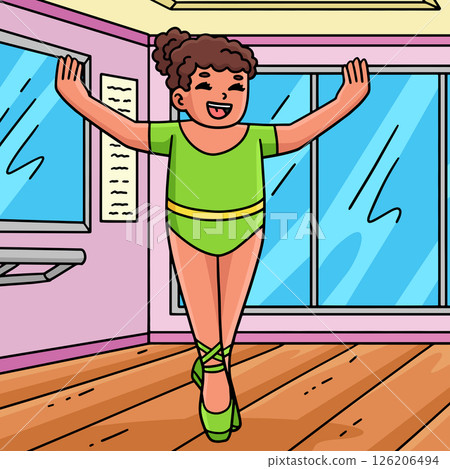 Ballerina in the Releve Position Colored Cartoon  126206494