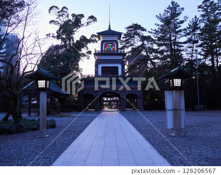 Night view of Oyama Shrine, a tourist attraction in Kanazawa City 126206567