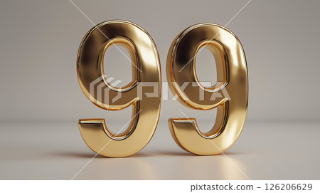 Shiny golden number 99 standing on a neutral background 126206629