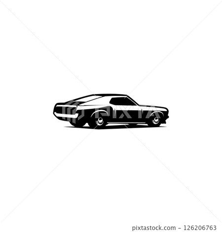 Ford Mustang sportsroof car rear view vector isolated Ford Mustang sportsroof car rear view vector isolated 126206763