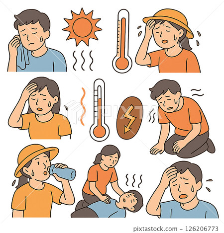夏季中暑插畫素材 126206773