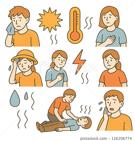 夏季中暑插畫素材 126206774
