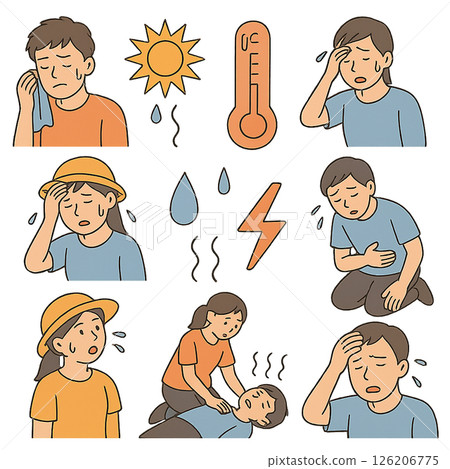 夏季中暑插畫素材 126206775
