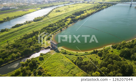 Aerial photography "Saitama Prefecture" Drone photographs the area around Lake Asahi in Toda City Aerial photography "Saitama Prefecture" Drone photographs the area around Lake Asahi in Toda City 126207044