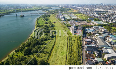Aerial photography "Saitama Prefecture" Drone photographs the area around Lake Asahi in Toda City Aerial photography "Saitama Prefecture" Drone photographs the area around Lake Asahi in Toda City 126207045