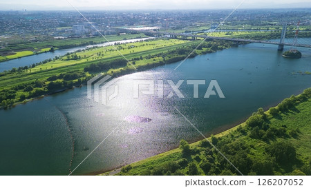 Aerial photography "Saitama Prefecture" Drone photographs the area around Lake Asahi in Toda City Aerial photography "Saitama Prefecture" Drone photographs the area around Lake Asahi in Toda City 126207052