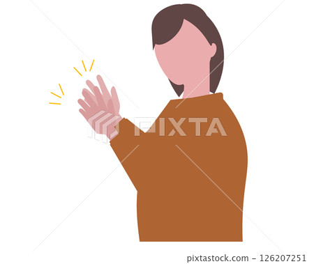 一名婦女正在拍手。讚譽。稱讚。向量插圖 一名婦女正在拍手。讚譽。稱讚。向量插圖 126207251