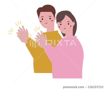 男人和女人微笑著鼓掌。向量插圖 男人和女人微笑著鼓掌。向量插圖 126207252
