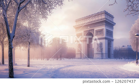 photograph arc triomphe paris winter style 126207437