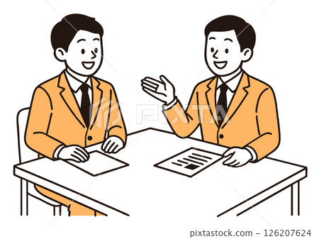 商人在商務談判和麵試中談話的插圖 商人在商務談判和麵試中談話的插圖 126207624