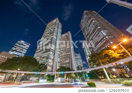 "Tokyo" Night view of skyscrapers from the intersection behind Shinjuku Police Station, Nishi-Shinjuku 126207653