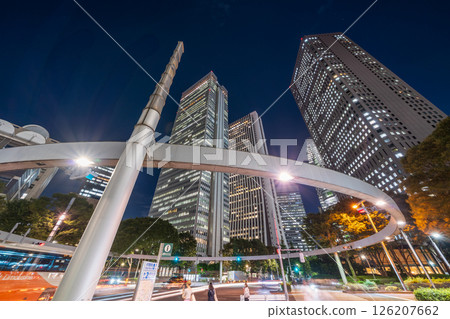 "Tokyo" Night view of skyscrapers from the intersection behind Shinjuku Police Station, Nishi-Shinjuku 126207662