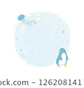 Penguin and sea motif round frame 126208141