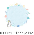 Penguin and sea motif round frame 126208142