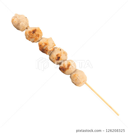 fish balls Grilled  isolated on white background 126208325