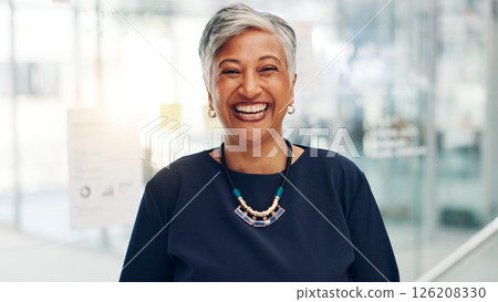 Office, mature woman and accountant with laugh in portrait, confidence and about us for finance agency. Business, female person and financial advisor with happiness for investment, project and growth Office, mature woman and accountant with laugh in portrait, confidence and about us for finance agency. Business, female person and financial advisor with happiness for investment, project and growth 126208330