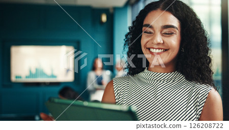 Tablet, data and happy business woman in office for financial research, investment or reading email for analysis. Digital technology, app and worker check report online for profit, stats and project Tablet, data and happy business woman in office for financial research, investment or reading email for analysis. Digital technology, app and worker check report online for profit, stats and project 126208722