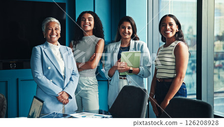 Business women, smile and happy with portrait at office with confidence, pride and partnership for company growth. People, employees and about us for career development, teamwork and collaboration 126208928
