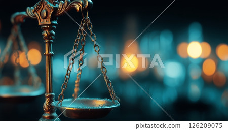 Elegant Scales of Justice in a Dimly Lit Setting Showcasing Laws Solemnity 126209075