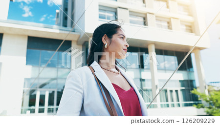 Business woman, city and realtor with vision for corporate building, investment or ambition. Female person, real estate agent or sight with dream or opportunity for property development in urban town Business woman, city and realtor with vision for corporate building, investment or ambition. Female person, real estate agent or sight with dream or opportunity for property development in urban town 126209229