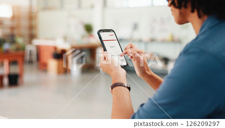 Hands, person and phone screen with invoice of small business for order, service quote and pottery sale. Potter, mobile and bills for stock account, bill statement and reading information of purchase Hands, person and phone screen with invoice of small business for order, service quote and pottery sale. Potter, mobile and bills for stock account, bill statement and reading information of purchase 126209297