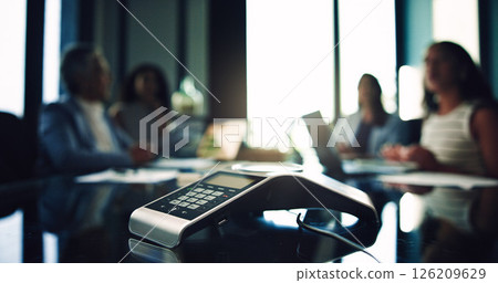 Conference call, meeting and phone with people in office together for communication. Collaboration, boardroom and virtual workshop with employee team at work for development, planning or strategy Conference call, meeting and phone with people in office together for communication. Collaboration, boardroom and virtual workshop with employee team at work for development, planning or strategy 126209629