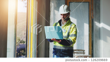 Man, laptop and contractor for inspection of construction, industrial planning and building renovation of development. Engineer, architect and project management with maintenance for infrastructure Man, laptop and contractor for inspection of construction, industrial planning and building renovation of development. Engineer, architect and project management with maintenance for infrastructure 126209669
