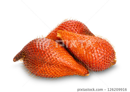 Pile of Snake fruit or Salacca zalacc isolated on white background. Pile of Snake fruit or Salacca zalacc isolated on white background. 126209916