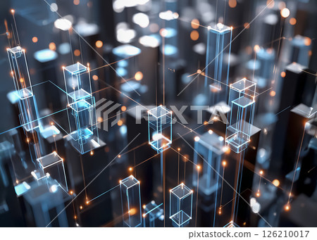 Cyberspace skyscraper cityscape CG material 126210017