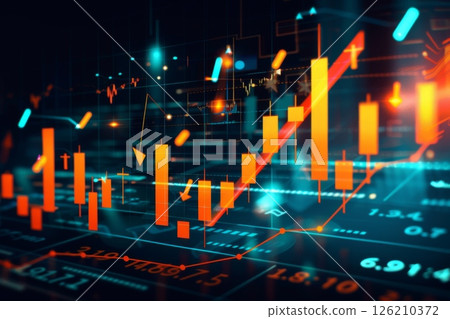Futuristic Stock Market Chart with Glowing Data or Dynamic Financial Timeline for graphic background 126210372