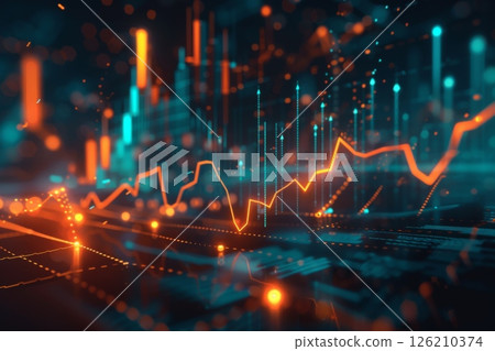 Futuristic Stock Market Chart with Glowing Data or Dynamic Financial Timeline for graphic background Futuristic Stock Market Chart with Glowing Data or Dynamic Financial Timeline for graphic background 126210374
