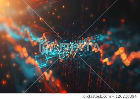 Futuristic Stock Market Chart with Glowing Data or Dynamic Financial Timeline for graphic background 126210384