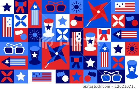Hand drawn banner with patriotic USA elements 126210713