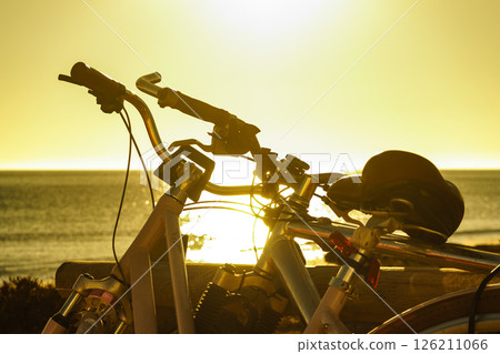 Bicycle on beach, active lifestyle. Bicycle on beach, active lifestyle. 126211066